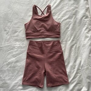 Vuori Clean Elevation 6" Shorts and Sports Bra Set in Burnt Clay‎ Heather Size S